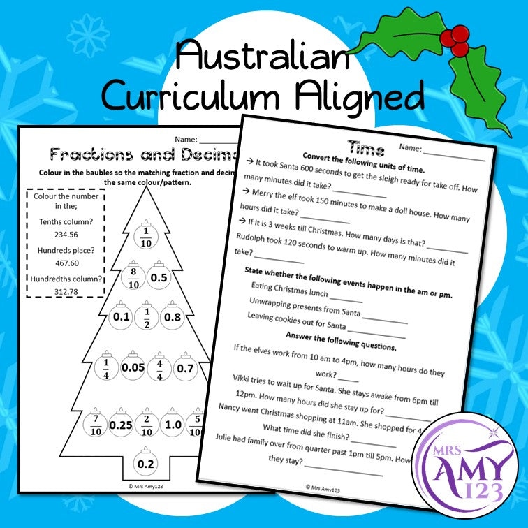 Year 4 Christmas Maths Revision - Australian Curriculum Aligned
