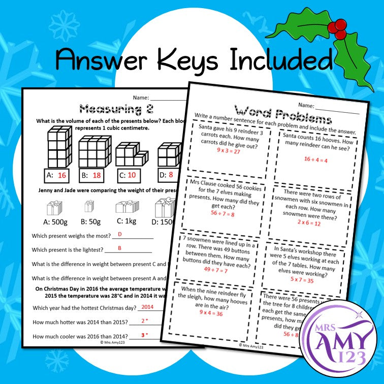 Year 4 Christmas Maths Revision - Australian Curriculum Aligned