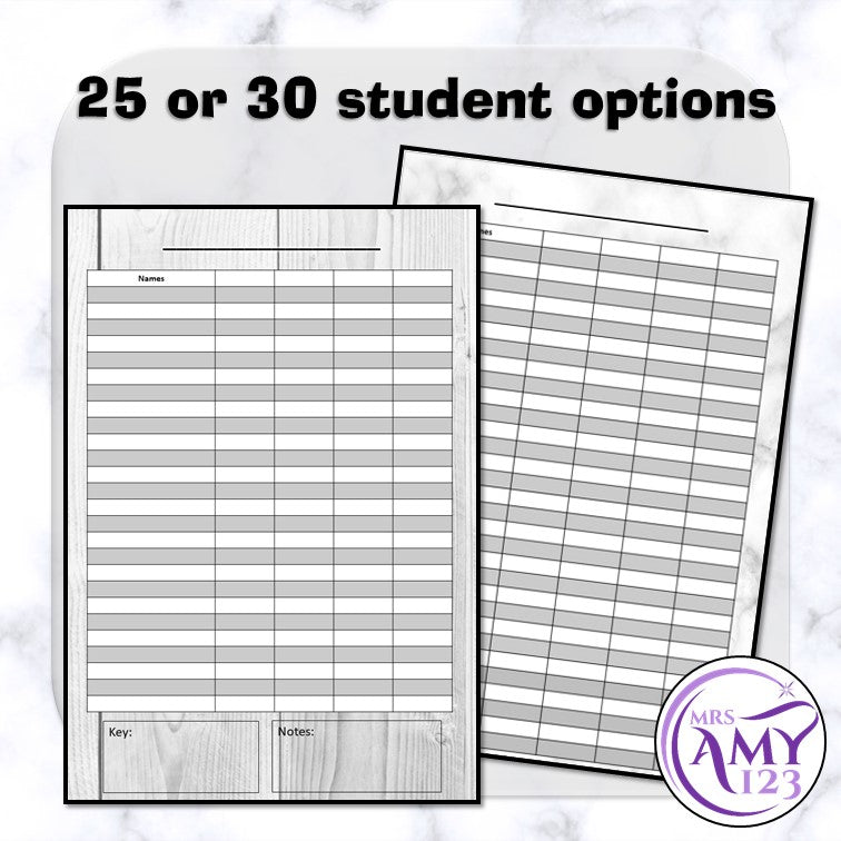 Assessment Record Templates - Black and White