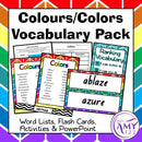 Colour/Colors Vocabulary Pack - Word Lists, Flash Cards & Activities