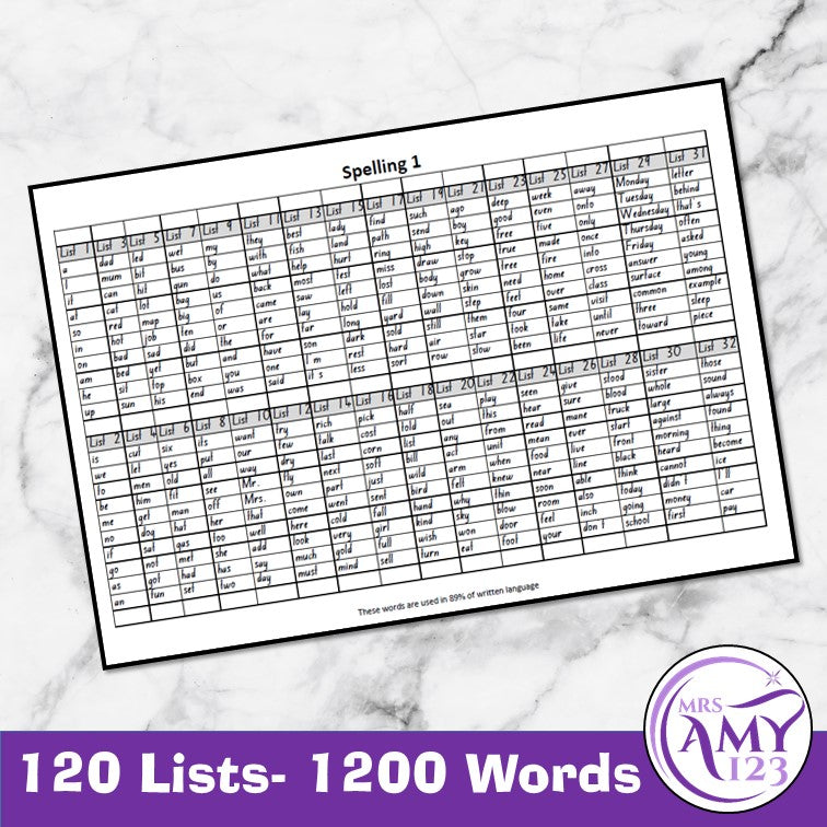 Spelling Word Lists