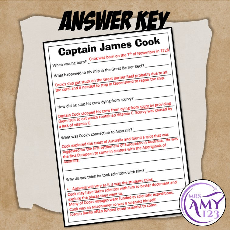 James Cook Homework Captain James Cook Comprehension