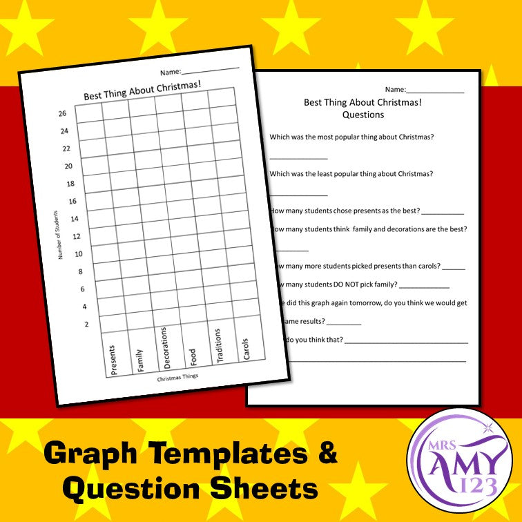 Christmas Graphing Activities- Whole Class Graphs, Worksheets & Questions