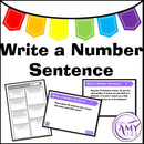 Write a Number Sentence - Problem Solving PowerPoint, Task Cards and Worksheet