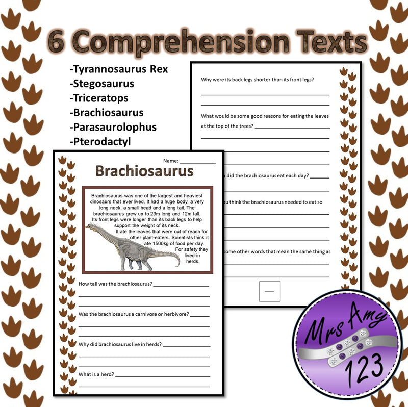 Dinosaur Comprehension Texts and Activities