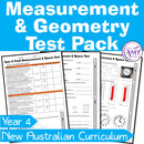 Year 4 Maths - Measurement & Geometry Test Pack - Australian Curriculum