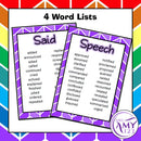 Said Vocabulary Pack - Word Lists, Flash Cards & Activities