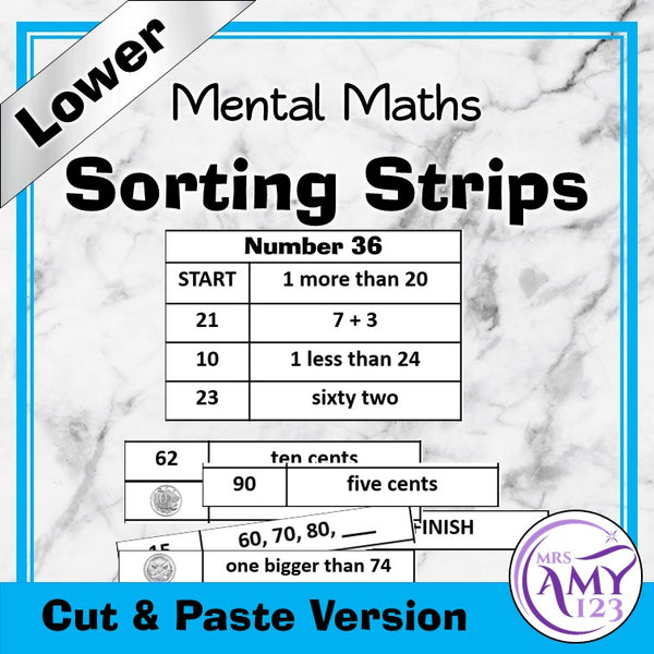 Mental Math Sorting Strips - Lower- Cut and Paste