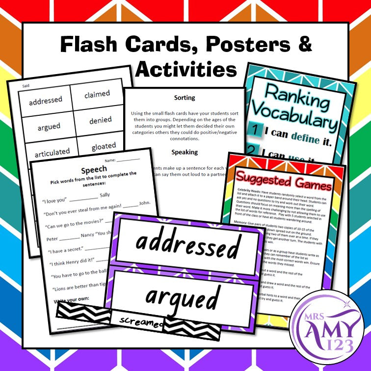 Said Vocabulary Pack- Word Lists, Flash Cards & Activities