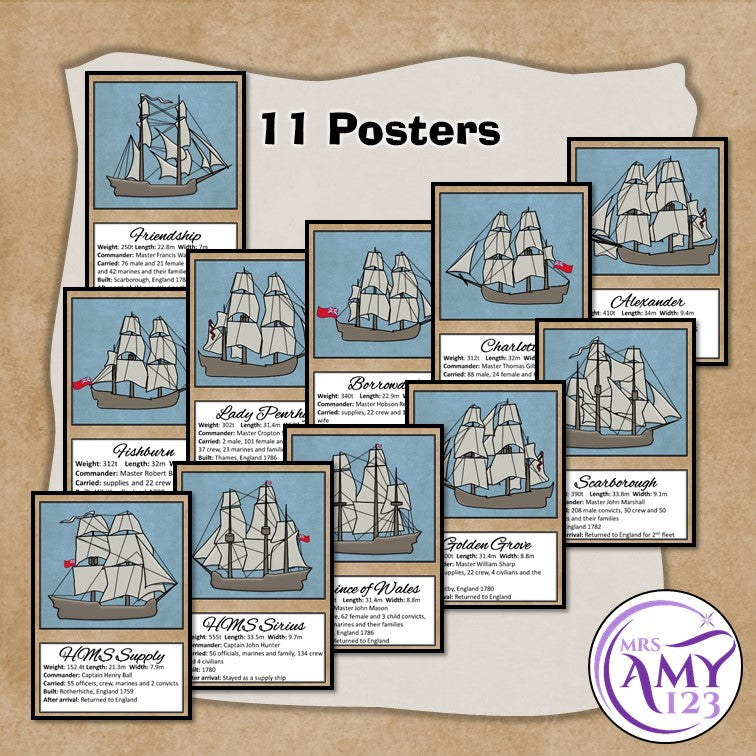 First Fleet Ship Posters