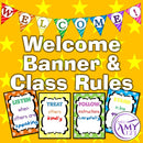 Welcome Banner and Classroom Rules in Rainbow