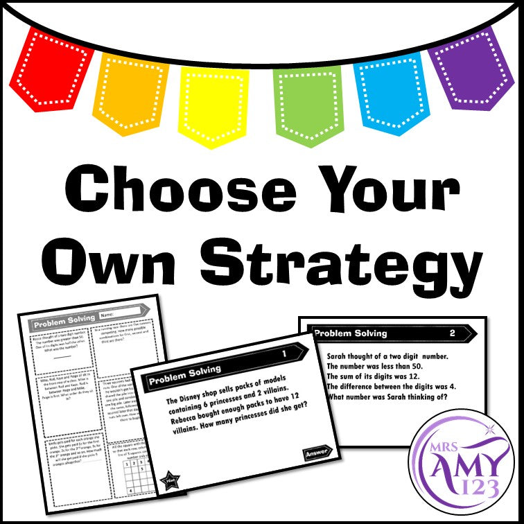Problem Solving - Choose Your Own Strategy- PowerPoint, Task Cards and Worksheet