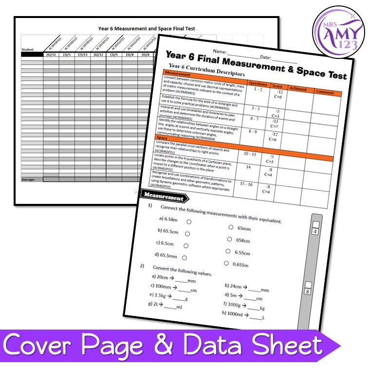 Year 6 Measurement & Geometry Maths Test Pack- Australian Curriculum