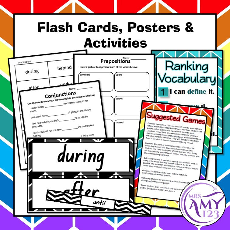 Other Parts of Speech Vocab - Conjunctions, Prepositions, Interjections & Pronouns