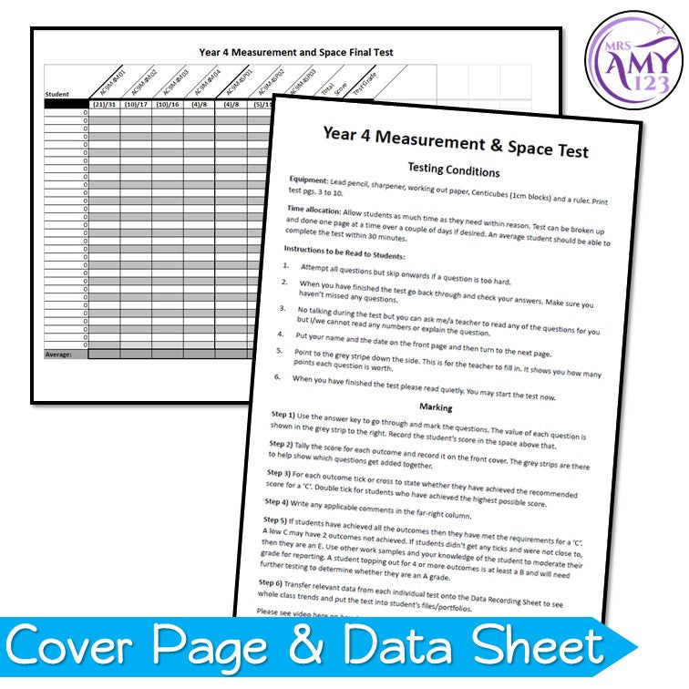 Year 4 Maths - Measurement & Geometry Test Pack - Australian Curriculu