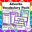 Adverbs Vocabulary Pack - Word Lists, Flash Cards & Activities
