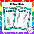 Words of Measure Vocabulary Pack - Word Lists, Flash Cards & Activities