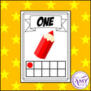 Number Display - 1-10 - Pencil Rainbow Theme