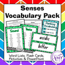 Senses Vocabulary Pack - Word Lists, Flash Cards & Activities