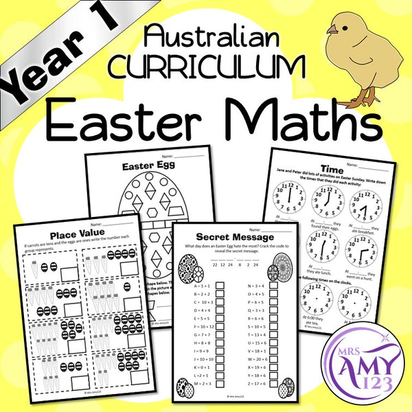 Year 1 Maths - Easter Maths Sheets - Australian Curriculum Aligned