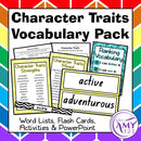 Character Traits Vocabulary Pack - Word Lists, Flash Cards & Activities