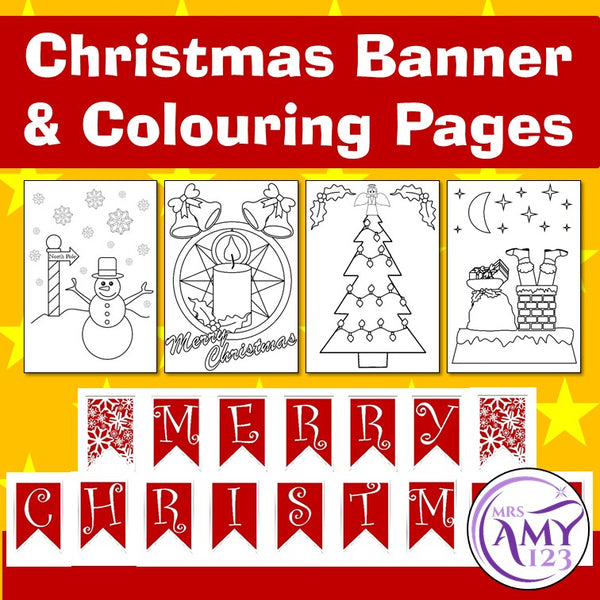 Christmas Banners and Colouring/Coloring in Pages