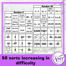 Mental Math Sorting Squares - Middle - Cut & Paste