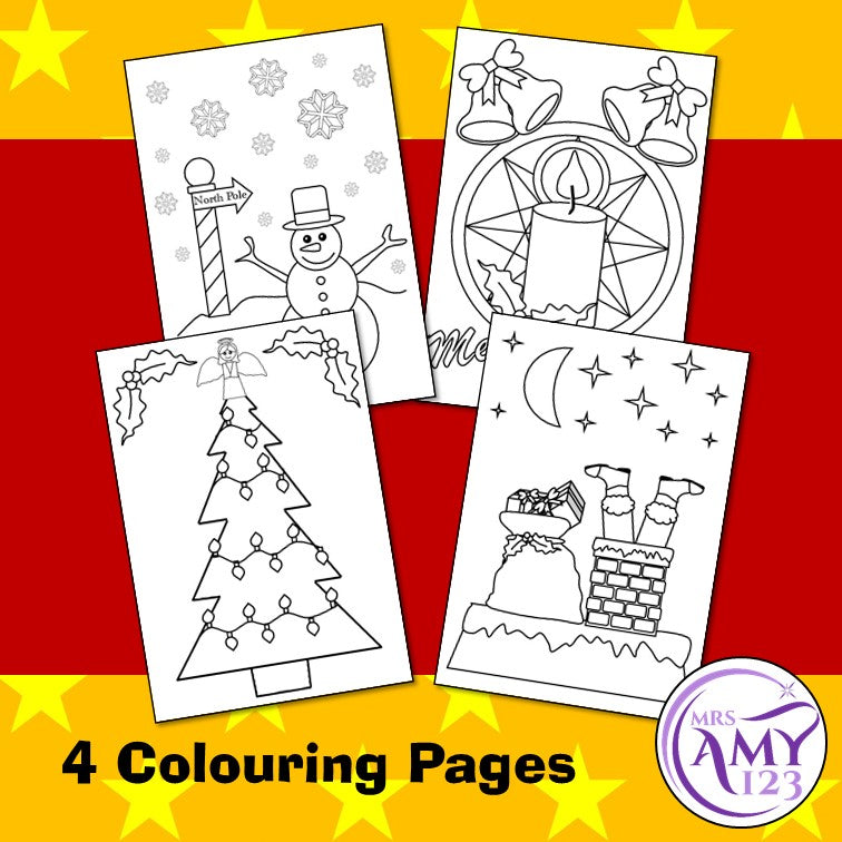 Christmas Banners and Colouring/Coloring in Pages