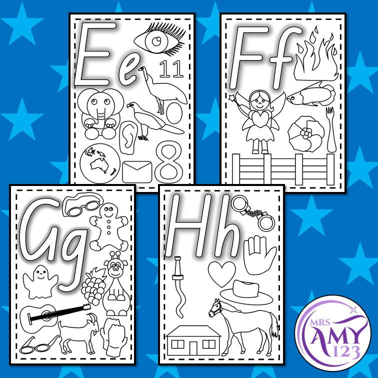 Alphabet Coloring/Colouring Posters- Many Pictures!