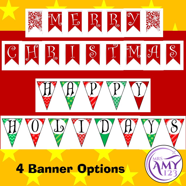 Christmas Banners and Colouring/Coloring in Pages