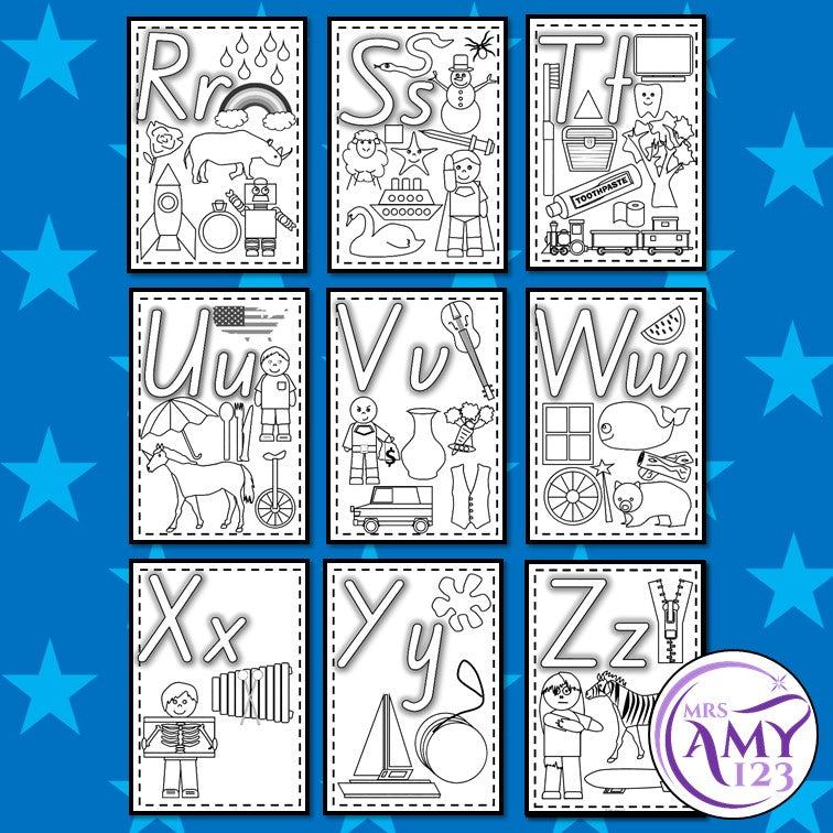 Alphabet Coloring/Colouring Posters- Many Pictures!