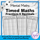 Timed Maths - Fractions & Decimal Fluency Practice for All Operations
