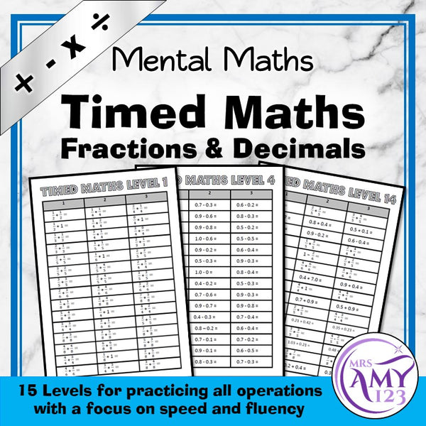 Timed Maths- Fractions & Decimal Fluency Practice for All Operations