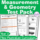 Year 2 Maths - Measurement & Geometry Test Pack - Australian Curriculum