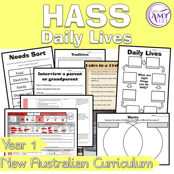 Year 1 HASS - History Daily Lives Unit - Australian Curriculum