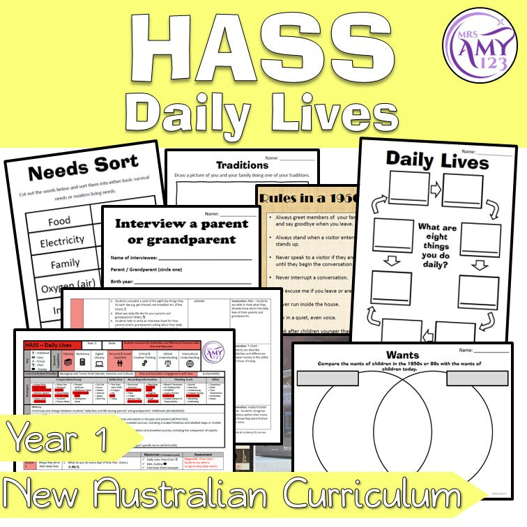 Year 1 Australian Curriculum HASS Daily Lives- History