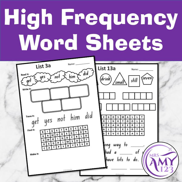 High Frequency Word Sheets