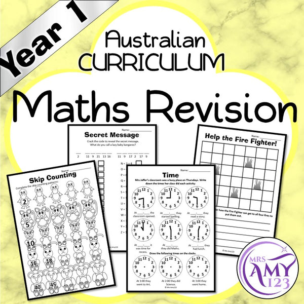 Year 1 Australian Curriculum Maths Revision Sheets