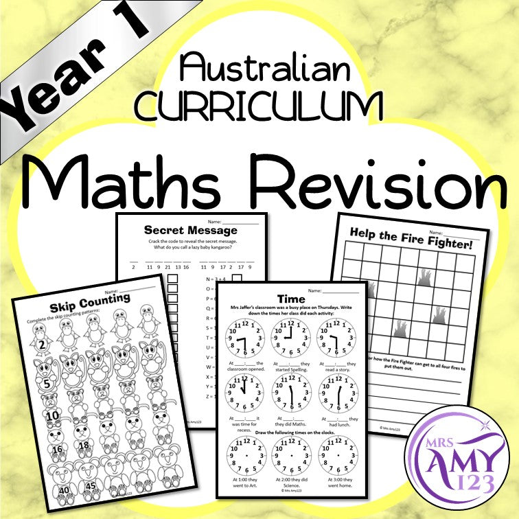 Year 1 Australian Curriculum Maths Revision Sheets