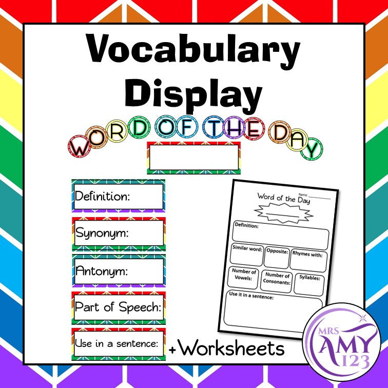 Word of the Day/Week - Vocabulary Display or Activity + Worksheets