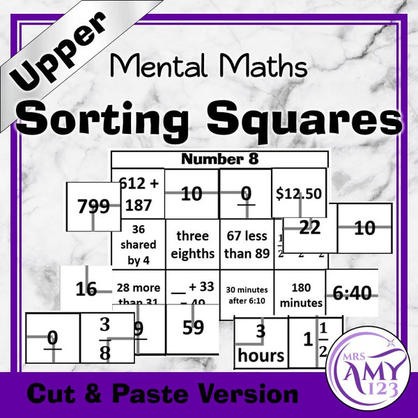 Mental Math Sorting Squares - Upper - Cut & Paste