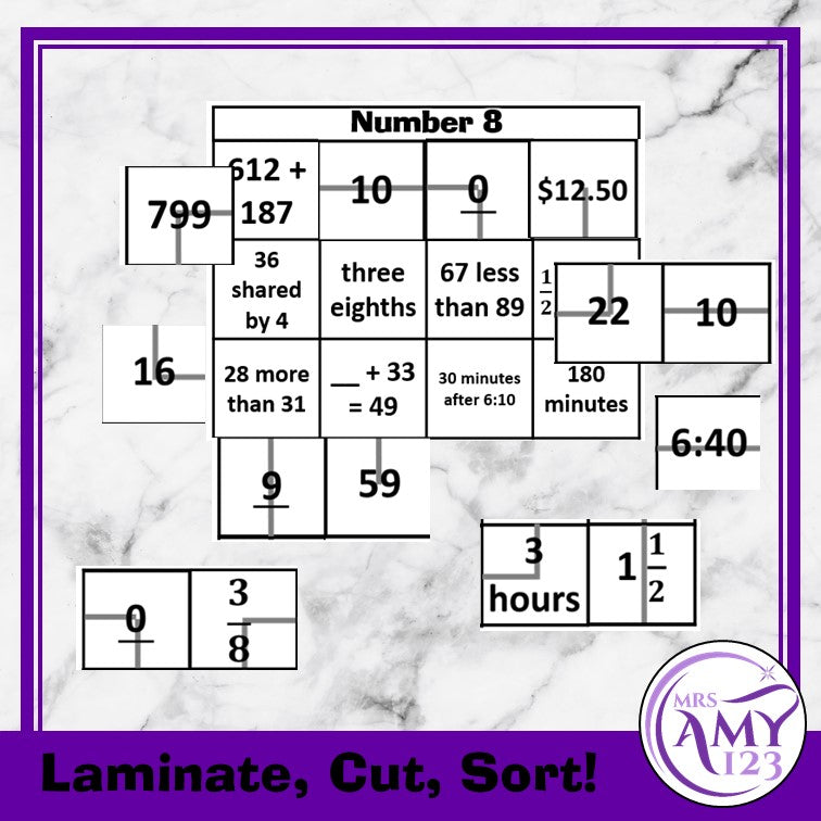 Mental Math Sorting Squares - Upper - Cut & Paste