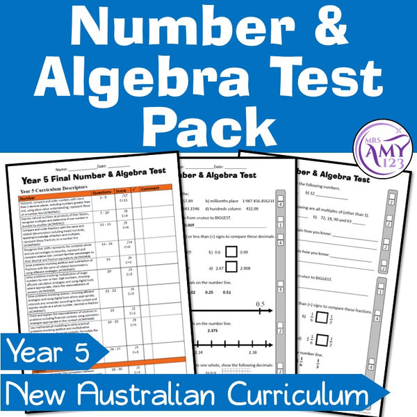 Year 5 Number & Algebra Maths Test Pack- Australian Curriculum