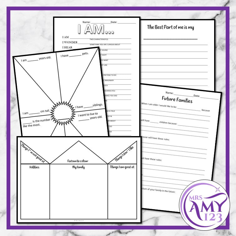 About Me Activities-Graphs, Banners, Poems & More