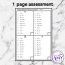 Operations Assessment - Addition, Subtraction, Multiplication & Division