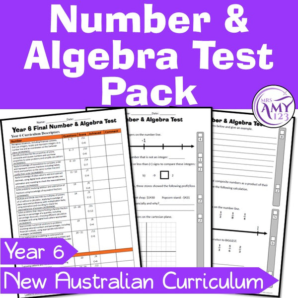 Year 6 Number & Algebra Maths Test Pack- Australian Curriculum