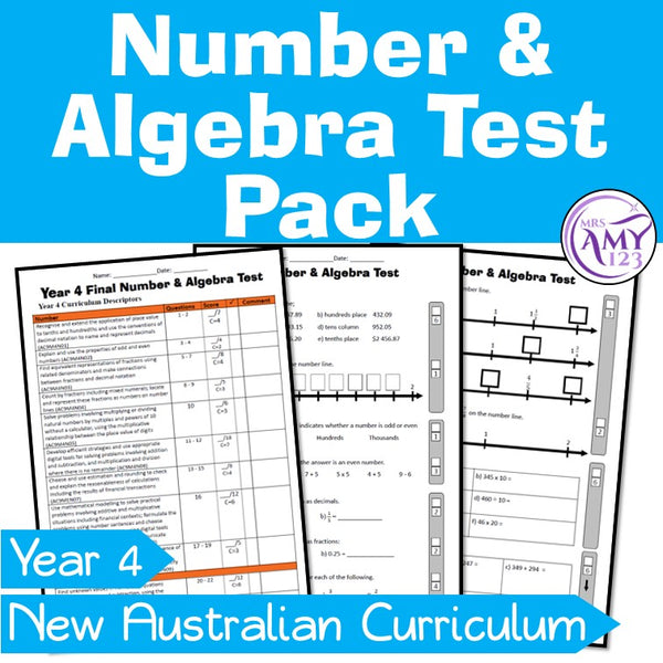 Year 4 Number & Algebra Maths Test Pack- Australian Curriculum