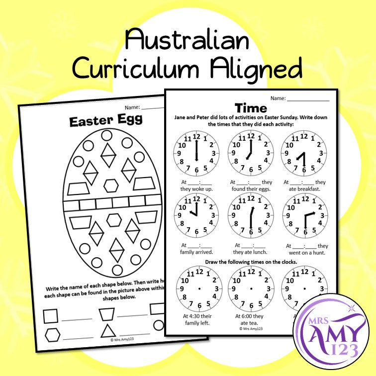 Year 1 Easter Maths Sheets - Australian Curriculum Aligned