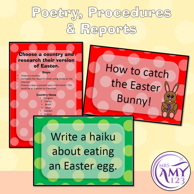 Text Type Writing Easter Prompts - Poetry, Persuasive and More!