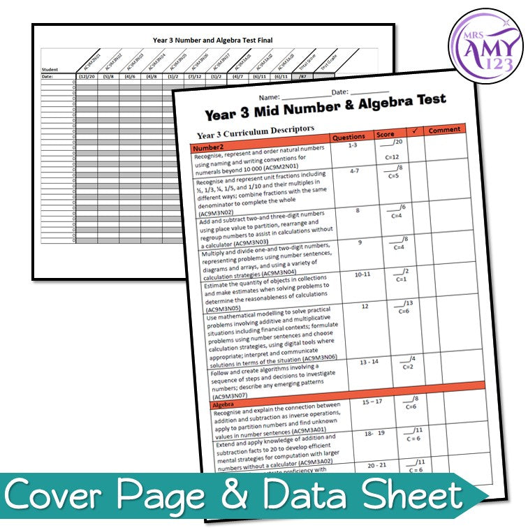 Year 3 Number & Algebra Maths Test Pack- Australian Curriculum